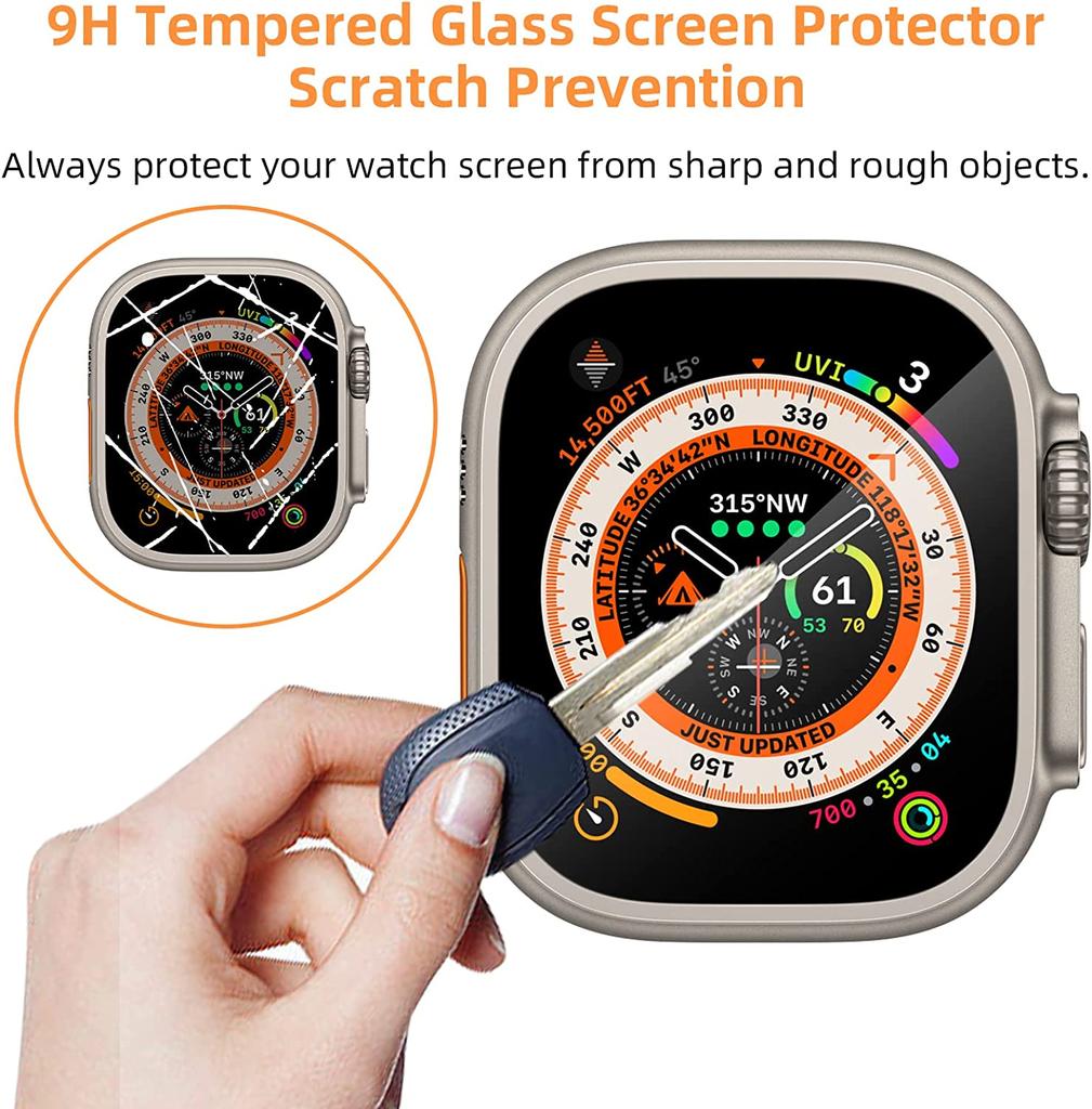 3 шт. Защитная пленка из закаленного стекла с полным покрытием для Apple Watch Ultra 2 9 8 Iwatch 49 мм 49 мм 2022 2023 Защитная пленка Защитные аксессуары