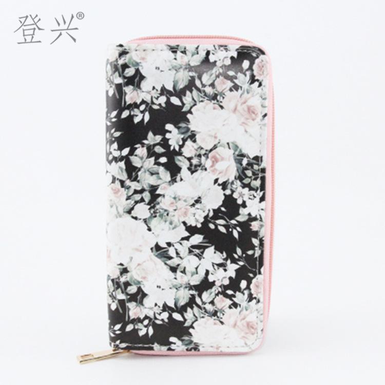 New Flower Leaves Ethnic Style PU Long Wallet, Clutch Bag