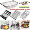 Stainless Steel Colander Strainer with Expandable Handles Rectangular Fine Mesh Sieve Wear Resist Retractable Dish Water Filter6