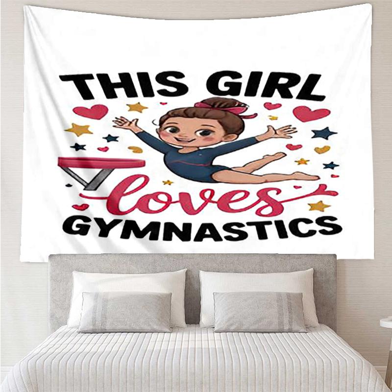 gymnastics Print Tapestry, Backdrop, Easy Setup, Ideal for Bedroom, Office & Living Room, with Aesthetic Wall Hanging Decor.