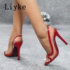 Fashion Liyke Sexy Slingback Sandals Women 2025 Summer Fashion Cozy Open Toe Slip On Back Strap Shoes Red High Heels Sandalias De Mujer