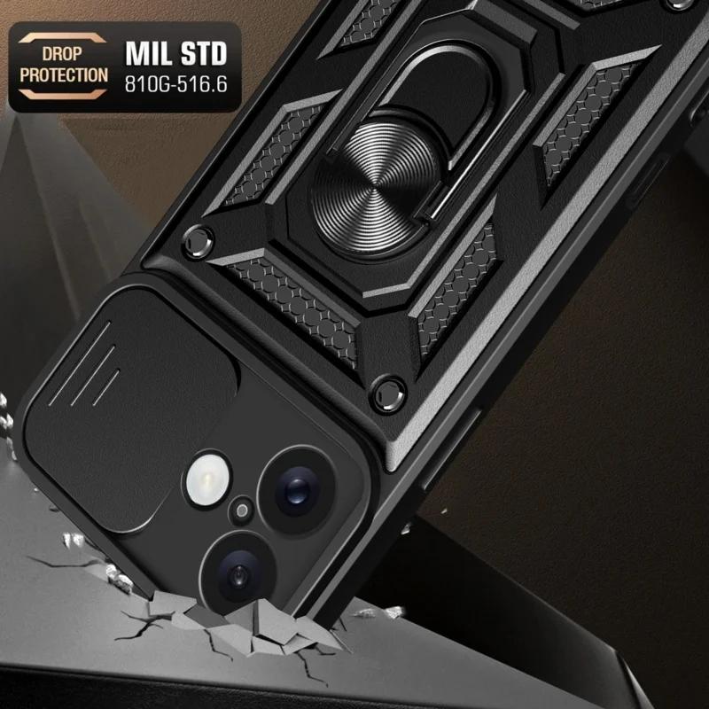 Для iPhone 16 15 14 13 Pro Max Plus Магнитный держатель-кольцо для пальца Военный защитный чехол