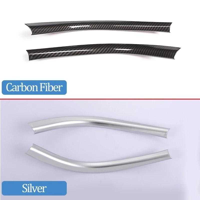 2 шт., хромированная накладка на панель центральной консоли из углеродного волокна, украшение для Mercedes Benz A/GLA/CLA Class 200 220 260 W176