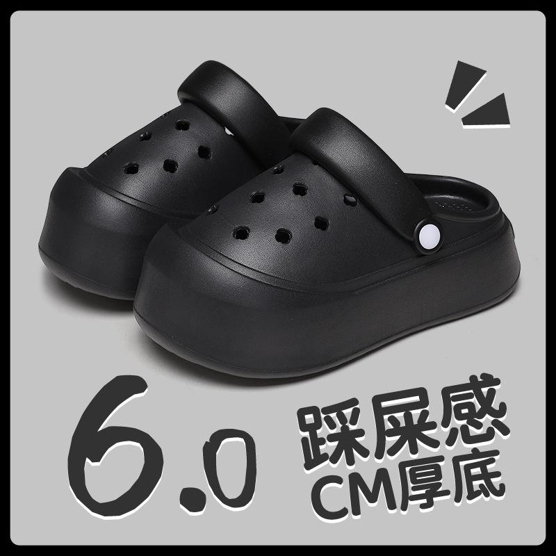 2025 новые туфли с дырками на высокой толстой подошве, нескользящие, дышащие, прохладные тапочки, модные тапочки с закрытым носком для женщин