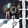 Men Western Vintage Cowboy Black Stone Agate Bolo Ties Rodeo Dance Bootlace Tie Necktie