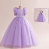 4-14 лет платье принцессы для девочек-цветочниц на свадьбу, летнее детское торжественное длинное платье с бантом для школьных вечеринок, детские новогодние платья