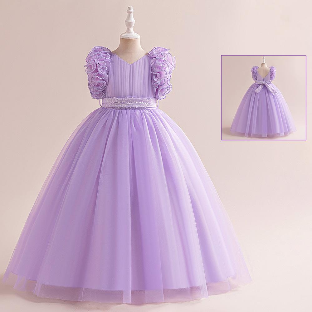 4-14 лет платье принцессы для девочек-цветочниц на свадьбу, летнее детское торжественное длинное платье с бантом для школьных вечеринок, детские новогодние платья