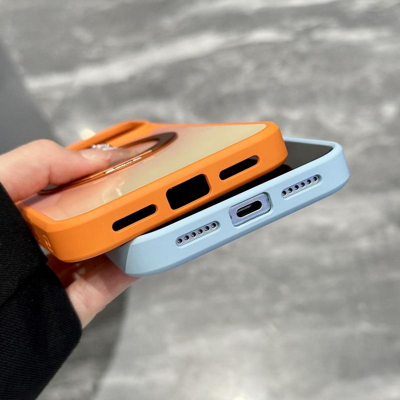 Магнитный градиентный чехол-макарон для iPhone 17 Pro Max 16 15 14 13 Pro Max, роскошный, с вращающимся на 360° кольцом-подставкой, противоударный, силиконовый