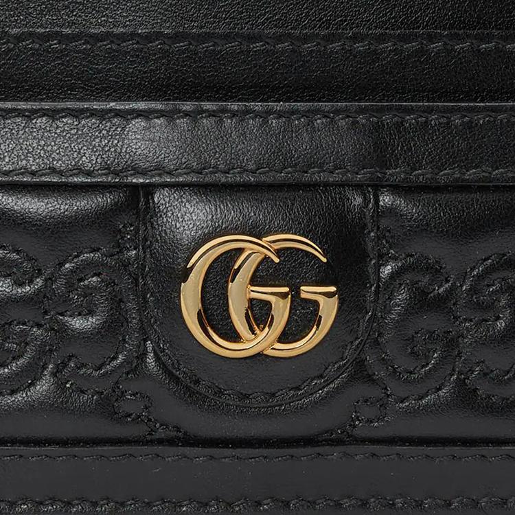 Gucci GG Мателассе Кожаный Клатч Держатель для карт Маленький Женский Черный