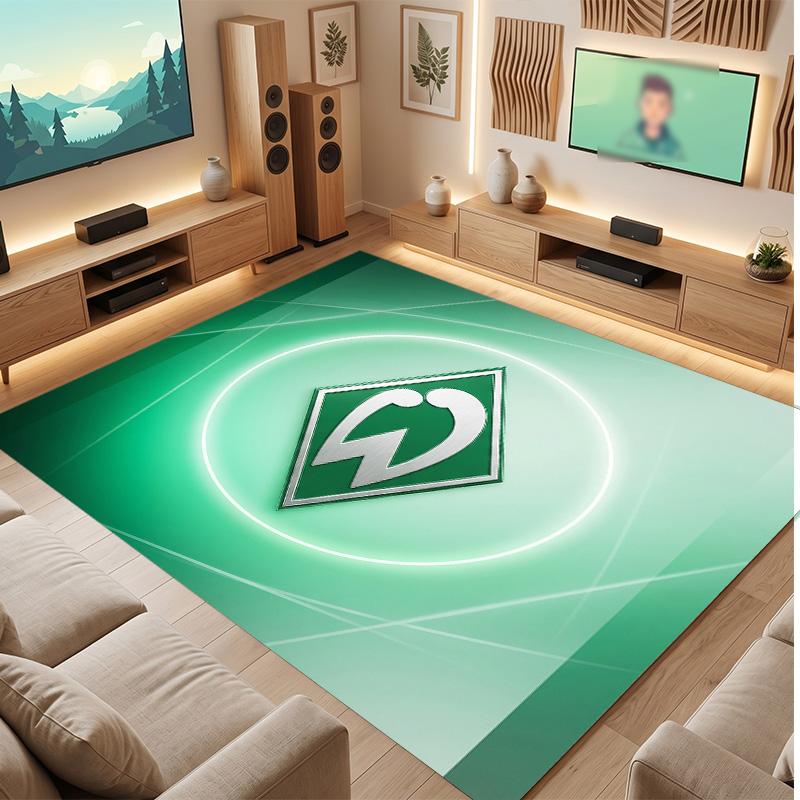 Werder Bremen Football Print Crystal Velvet Rug, Comfortable Water Absorbent Non Slip Indoor Floor Carpet