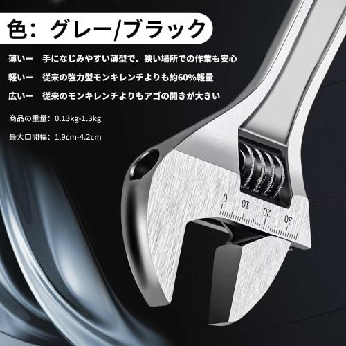 Wrench, Adjustable Wrench, Spanner [Lightweight, Wide Opening, Palm-Sized] for Large-Opening Faucet Work and Repairs, Black, Wrench Set