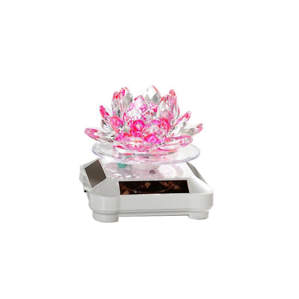 Solar Powered Rotating Crystal Lotus Figurine Car Air Fragrance Diffuser Balconies