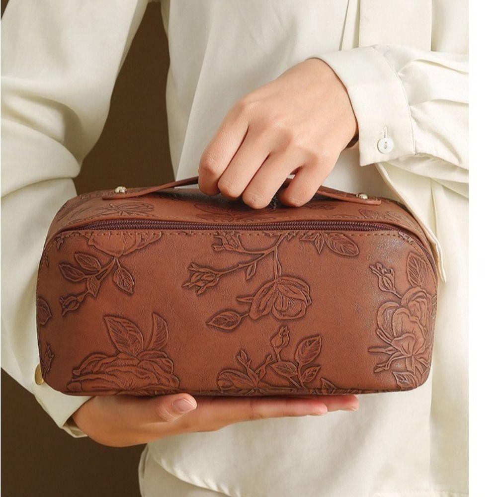 Large Capacity Travel Makeup Bag Exquisite Pattern Toiletry Organizer Gifts