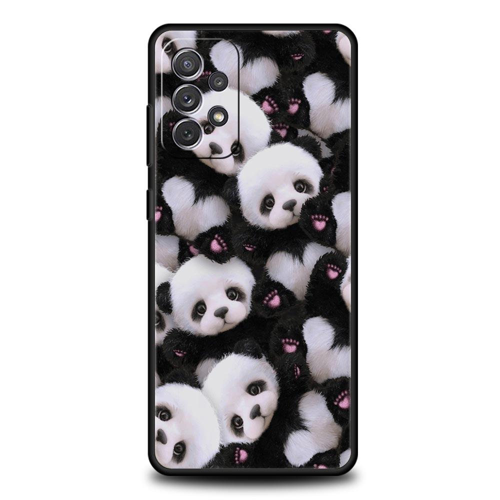 Baby Panda Phone Case for Samsung Galaxy A55 A35 A17 A07 A15 A13 A25 A51 A71 A72 A73 A32 A52 A52S A41 5G Soft TPU Shell Fundas