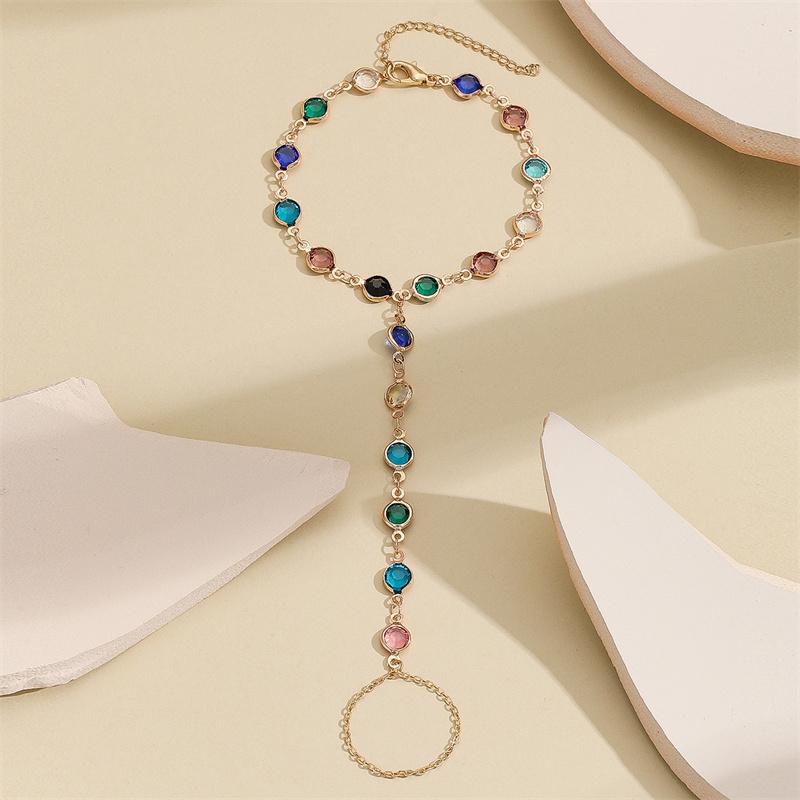Богемный стиль изысканный красочный драгоценный камень запястье цепочка яркий камень браслет для женщин девушка подарок на день рождения