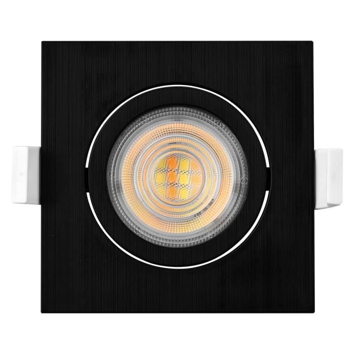 Spot LED encastrable 3en1 carré noir 7W IP20