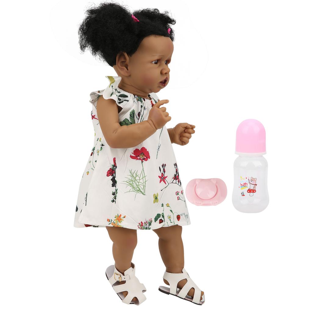 23-дюймовый набор для кукол Reborn Baby, ручная работа, черные волосы, кожа, девочка, кукла, модные детские игрушки, подарок, карие глаза