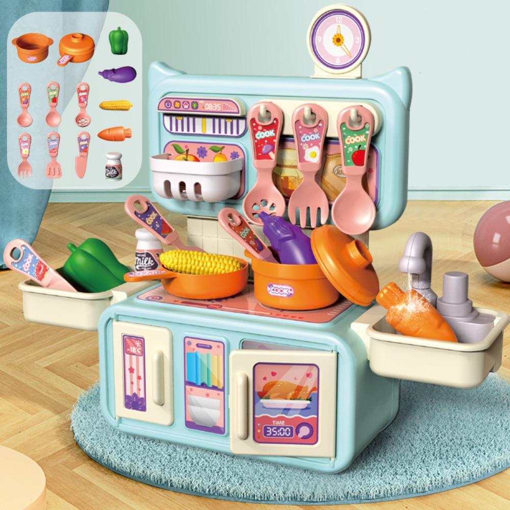 Mini Children Kitchen Toys Set Cook Food Pretend Play Role Toys Kitchen Counter Play Set Kids Gift
