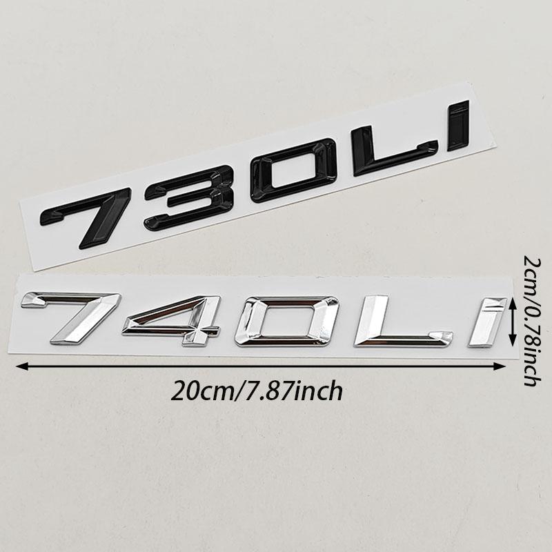 3D ABS Chrome Black Car Letters Logo 730Li 740Li Emblem Sticker Rear Trunk Badge For BMW 7 Series 730Li 740Li  Auto Accessories