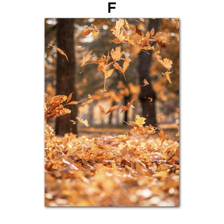 Осенние опавшие листья, клен, олень, велосипед, камера, осенние постеры и принты, настенная живопись на холсте для гостиной, украшение дома