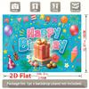 Vibrant Cheerful Balloon-and-Gift-Themed Happy Birthday Banner Backdrop with Colorful Bunting, Confetti, Ice Cream, Guitar and Party Hat