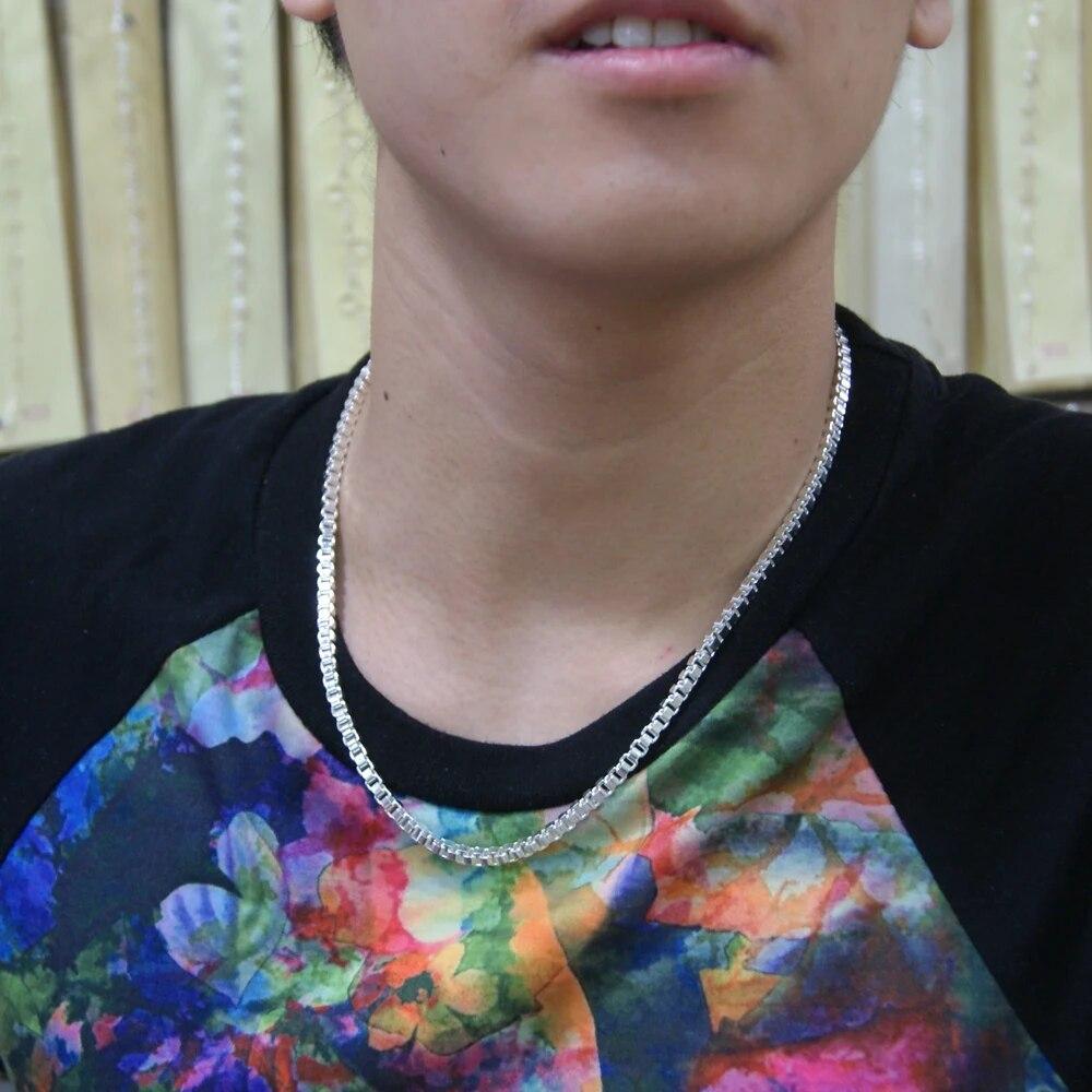 Классическое ожерелье-цепочка из стерлингового серебра 925 пробы, модное мужское и женское колье 3 мм 18-26 дюймов, ювелирные изделия в стиле хип-хоп, панк