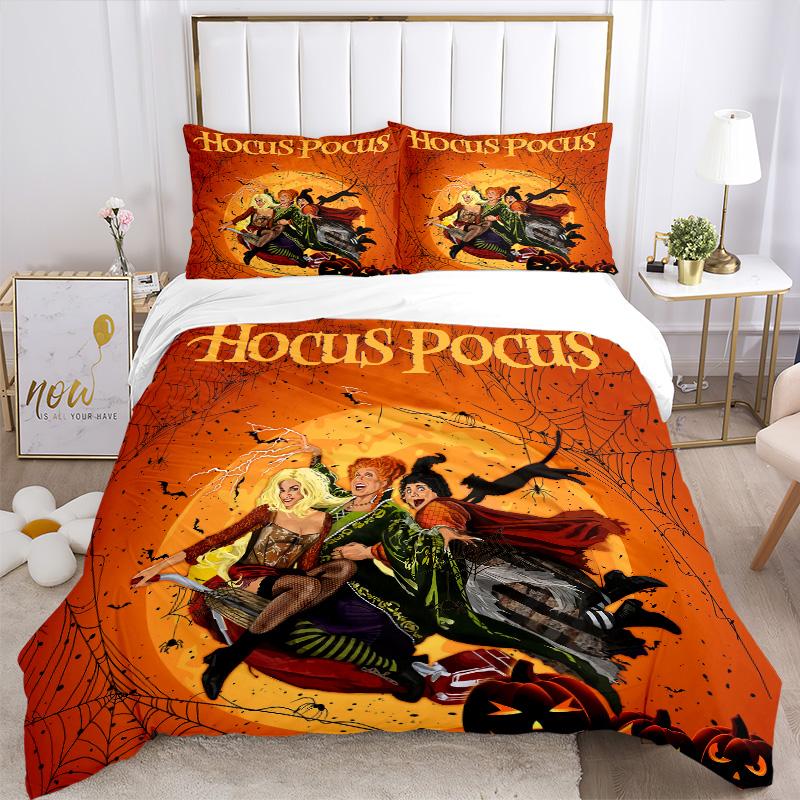 Hocus Pocus Halloween Magic Print 3Pcs Bedding Setduvet Cover With 2 Bedropillowcase Home Birthday Gift