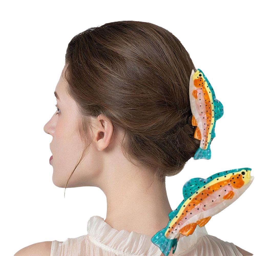 Acetate Small Claw Hairpin Thick Hair Compatible Barrettes Cute Salmon Fish Hair Clip Girl