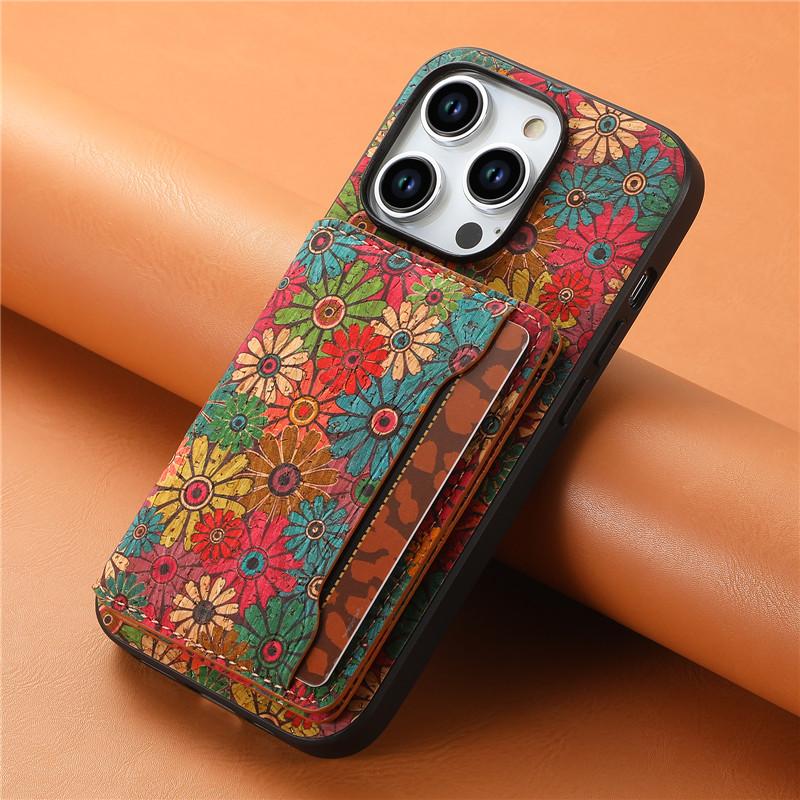 Кожаный магнитный чехол для телефона с изображением цветка для iPhone 16 16E 15 Pro Max 14 Plus 13 12 Pro 11 X XS XR 7 8 SE, задняя крышка с держателем для карт
