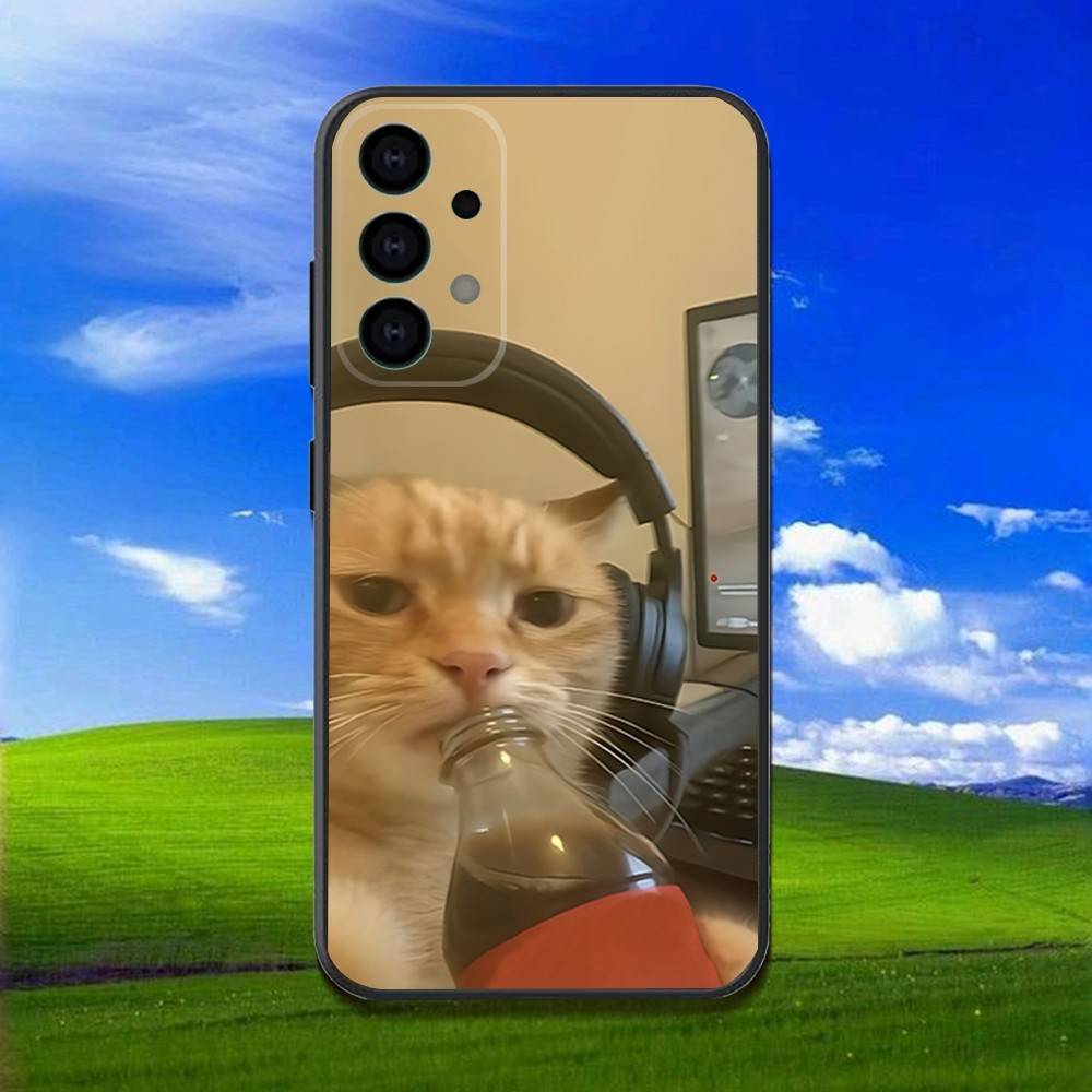 Милый забавный чехол для телефона с кошками для Samsung Galaxy A13, A21s, A22, A31, A32, A52, A53, A71, A80, Мягкий черный корпус
