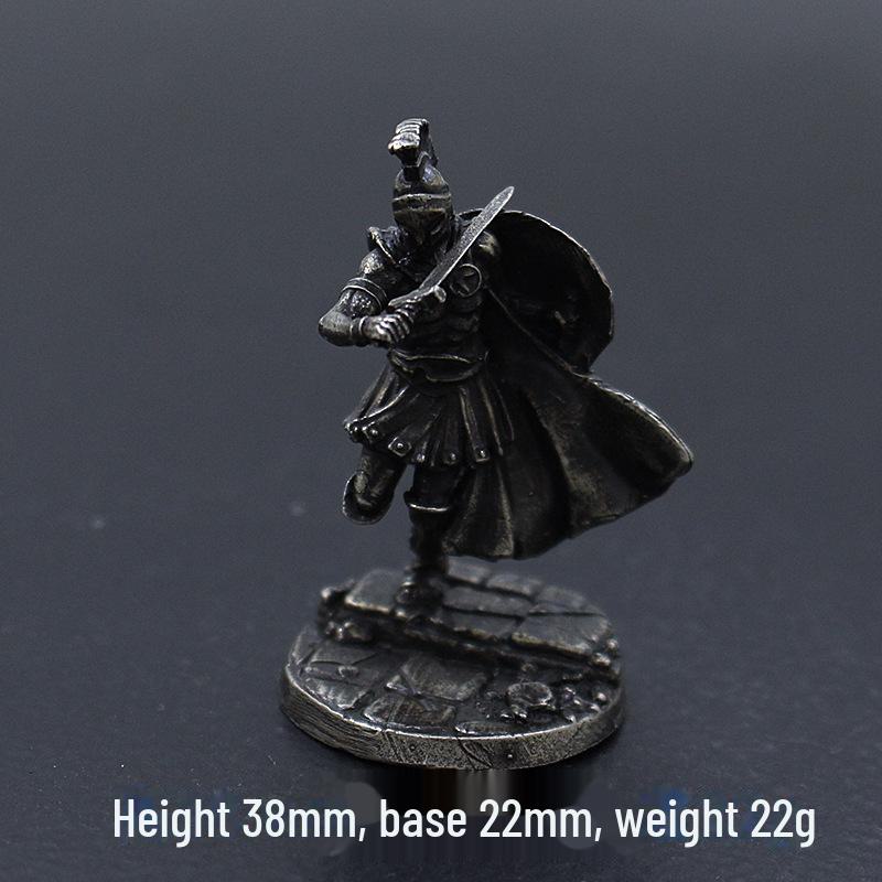 White Copper Spartan Shogun Warrior Chess Piece Ornament – Retro Soldier Toy Gift for Boys
