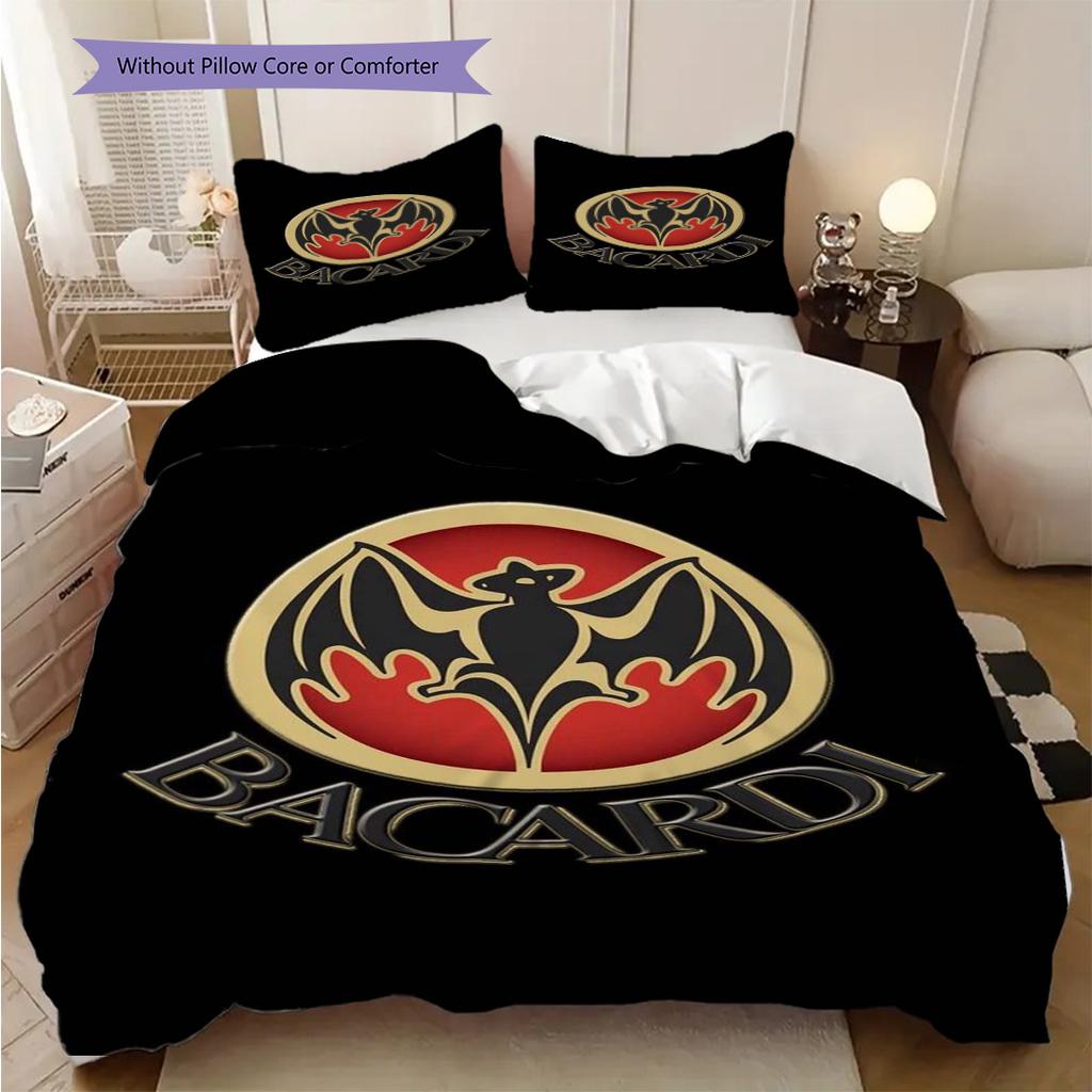 Bold Bacardi Emblem Three-piece set (1 * duvet cover + 2 * pillowcase, without core) 2D Flat Soft and comfortable Bedding set Christmas birthday gift