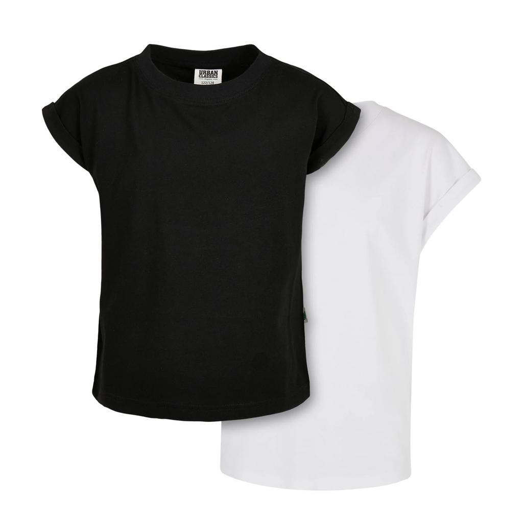 Urban Classics Girls Organic Extended Shoulder T-Shirt (Pack of 2)