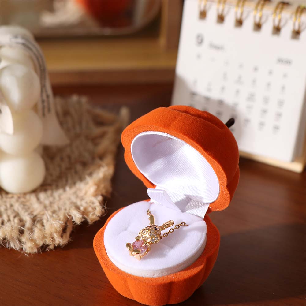 Anti-collision Pumpkin Rings Box Wedding Flannel Jewelry Organizer Marriage Anniversary