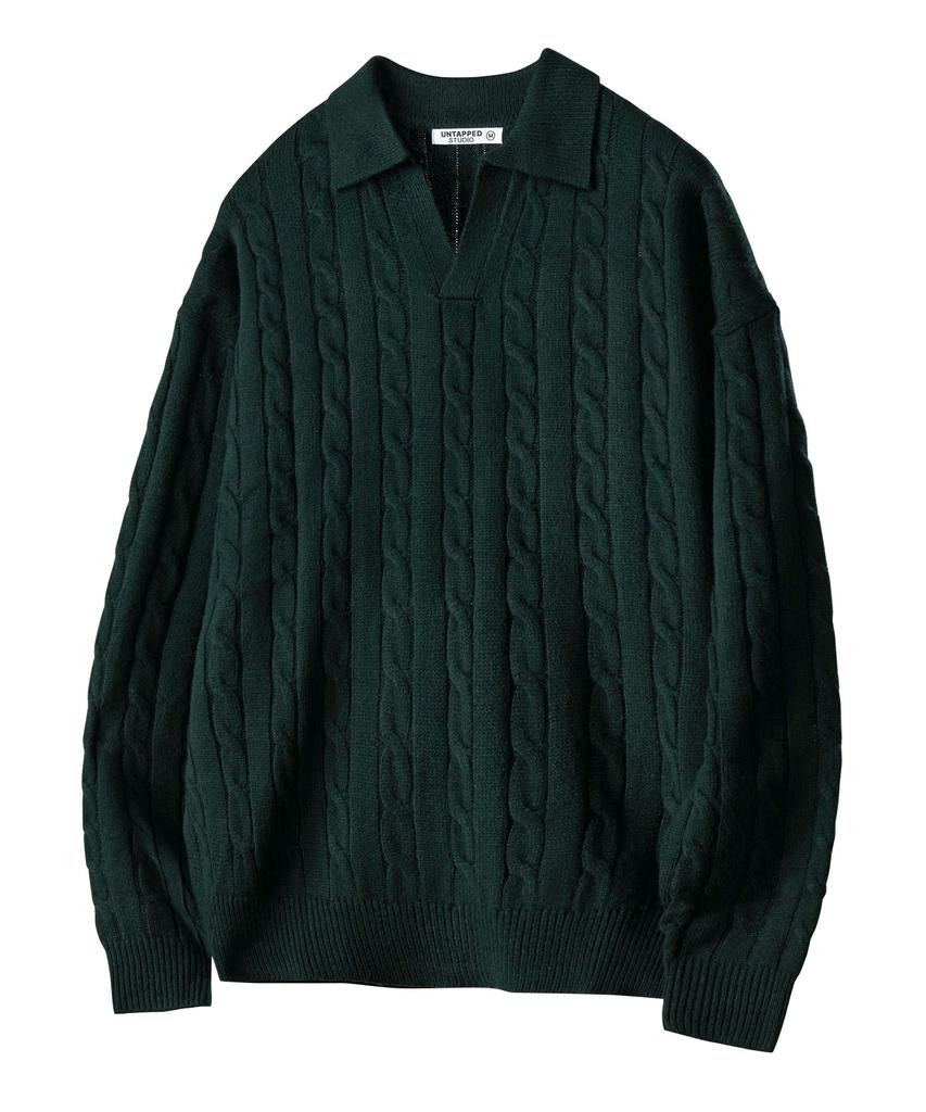 UNTAPPED STUDIO Oversized Cable Collar Knit 3 Colors