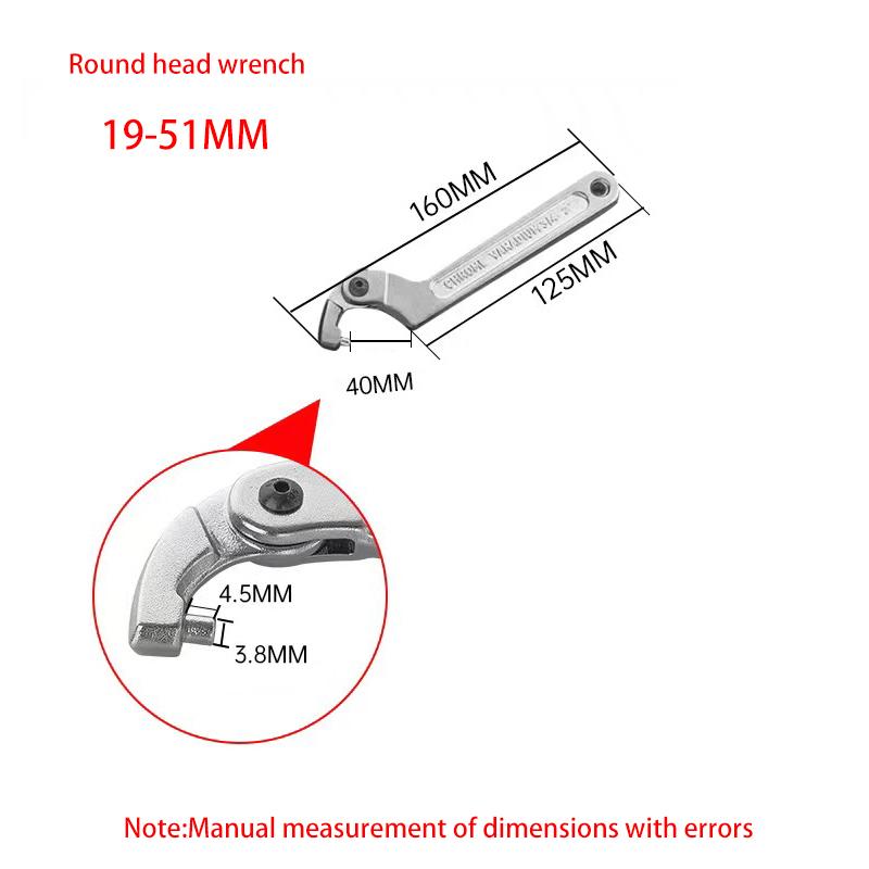 Adjustable Wrench Hook Spanner Square/Round Head CR-V Spanner For Round Bolt Maintenance Dismantling Tools 19-51/32-76/51-120mm