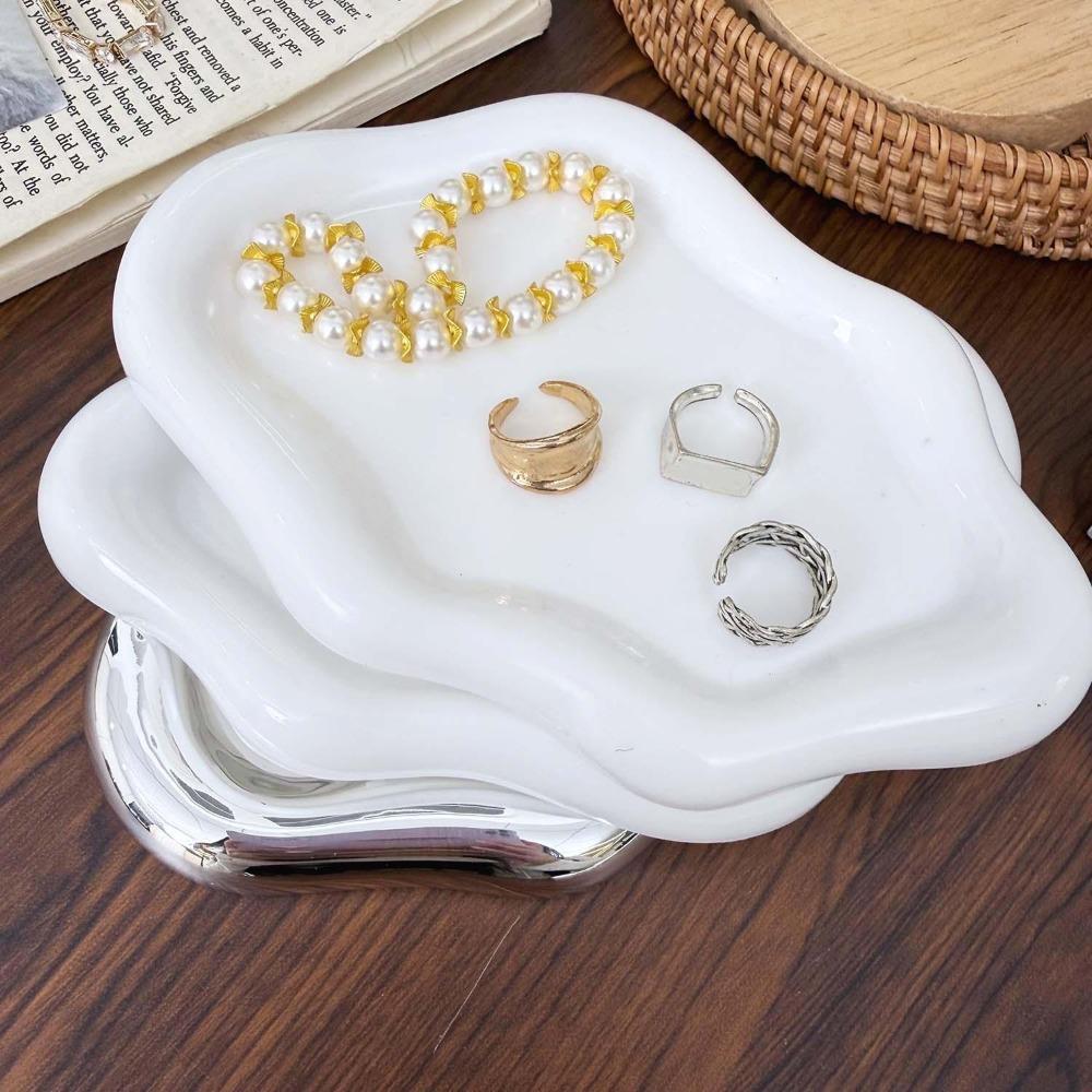 2/1PCS Jewelry Storage Tray Creative Cloud Shapes Plastic Trays Electroplated Jewelry Earrings Ring Display Plates Photo Props