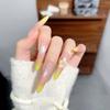 Clear and White Cat's Eye Yellow Pure Handmade Nail Pure Handmade Summer Medium and Long Nail Patch Fake Nail Piece