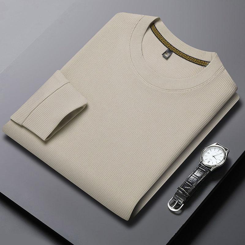 Толстовка осень новый тонкий круглый вырез длинный рукав футболка однотонный цвет мужская нижняя рубашка мужской топ