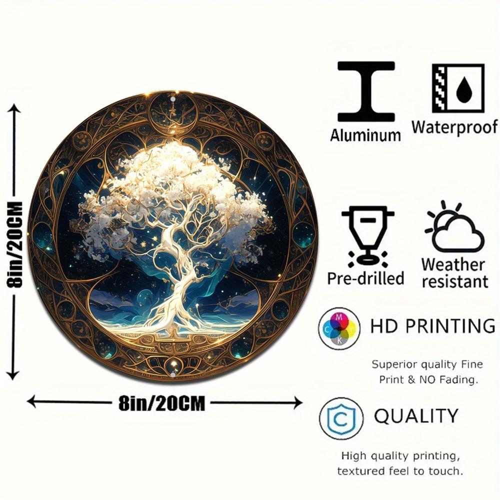 Tree of Life Mandala Aluminum Logo Rural Metal Hanging Decoration Used for Homes Porches Living Roomsand Bedrooms