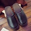 Black Leather Slippers for Men Luxury Size12 13 14 High Quality Men's Spring Runway Shoes 2024 Indoor Leather Slides for Husband