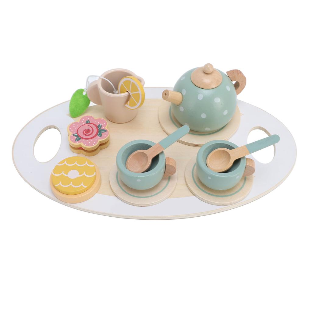 Деревянный чайник, набор чашек для чая для маленьких девочек, ролевые игры, развитие социальных навыков, ролевые игры, деревянный чайный набор
