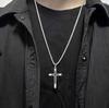 FANCIME Men's Cross Necklace, 925 Sterling Silver, Cross Pendant, 316L Stainless Steel (Surgical Stainless Steel) Chain, 60cm, Black, Amulet,