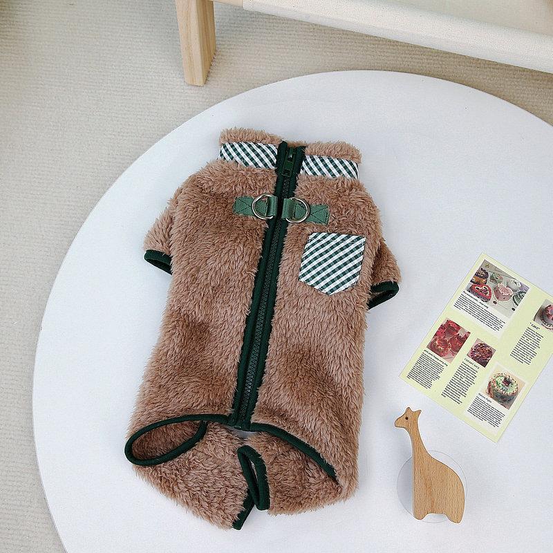 Warm Fleece Puppy Dog Jumpsuit for Small Dogs Winter Pet Clothes with Buckle Pomeranian Poodle Overalls Mascotas Cat Clothing