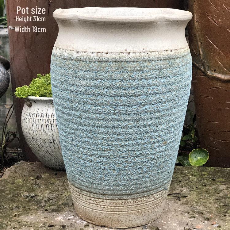 Yixing Handmade Retro Purple Clay Succulent Pot - Breathable Large Ceramic Jar for Green Plants