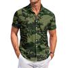 Men's Casual Short Sleeve Button Down Shirt Lightweight Breathable Fabric Regular Fit Summer Top with Camouflage Print Design
