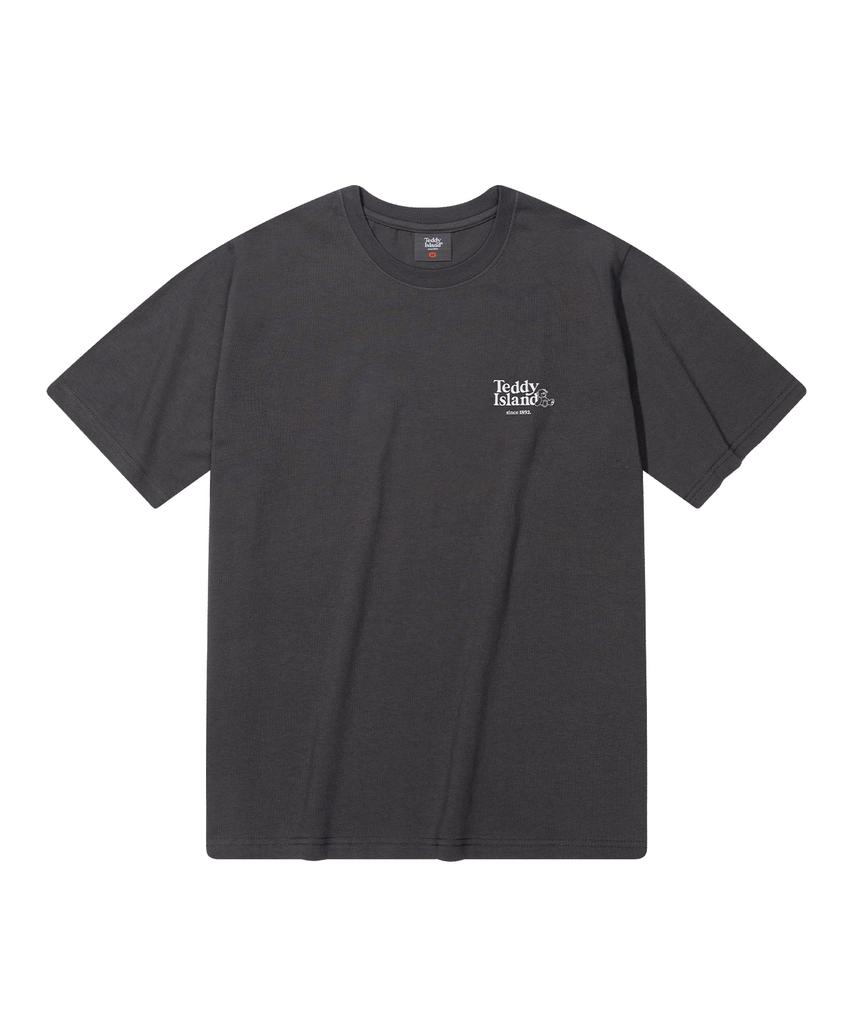 TEDDYISLAND S Lettering Logo Teddy Short Sleeve Charcoal