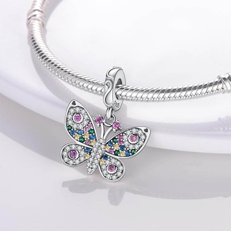 Pendant Charm Bead Copper Colorful Butterfly Pendants Fit Original Bracelet For Jewelry Making Valentine'S Day Gift