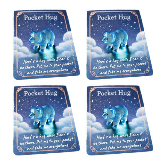 4/5Pcs Pocket Hug Animal with Positive Card Emotional Support Resin Animal Token Mini Turtle Penguin Frog Bear Elephant Statue Figurine Inspirational