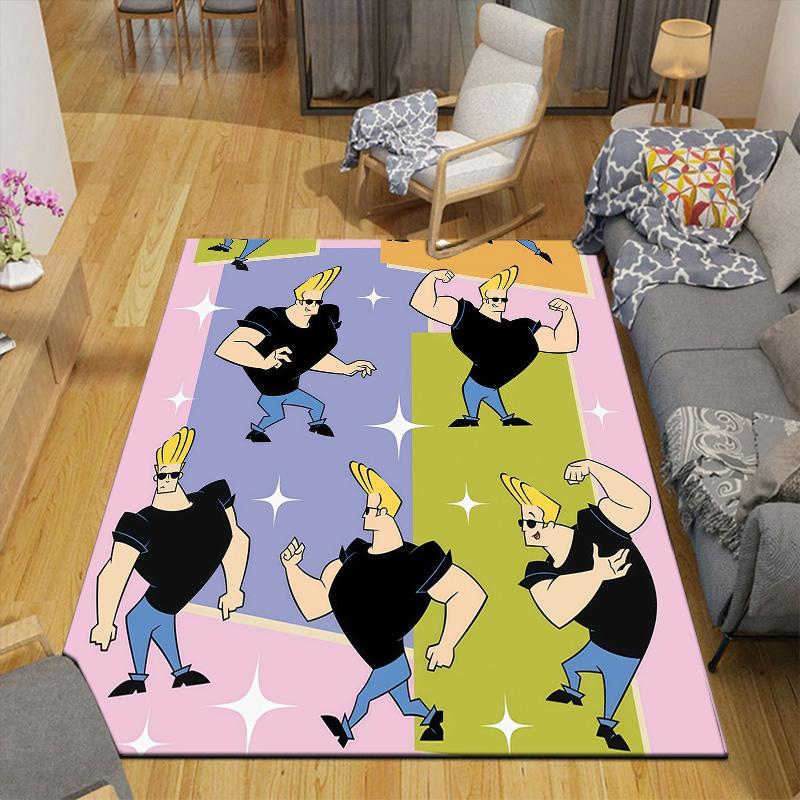 Johnny Bravo Flannel Pattern Square Carpet,Area Rug,Carpet Rug for Living Room Bedroom Sofa Playroom Decor,Non-slip Floor Mat